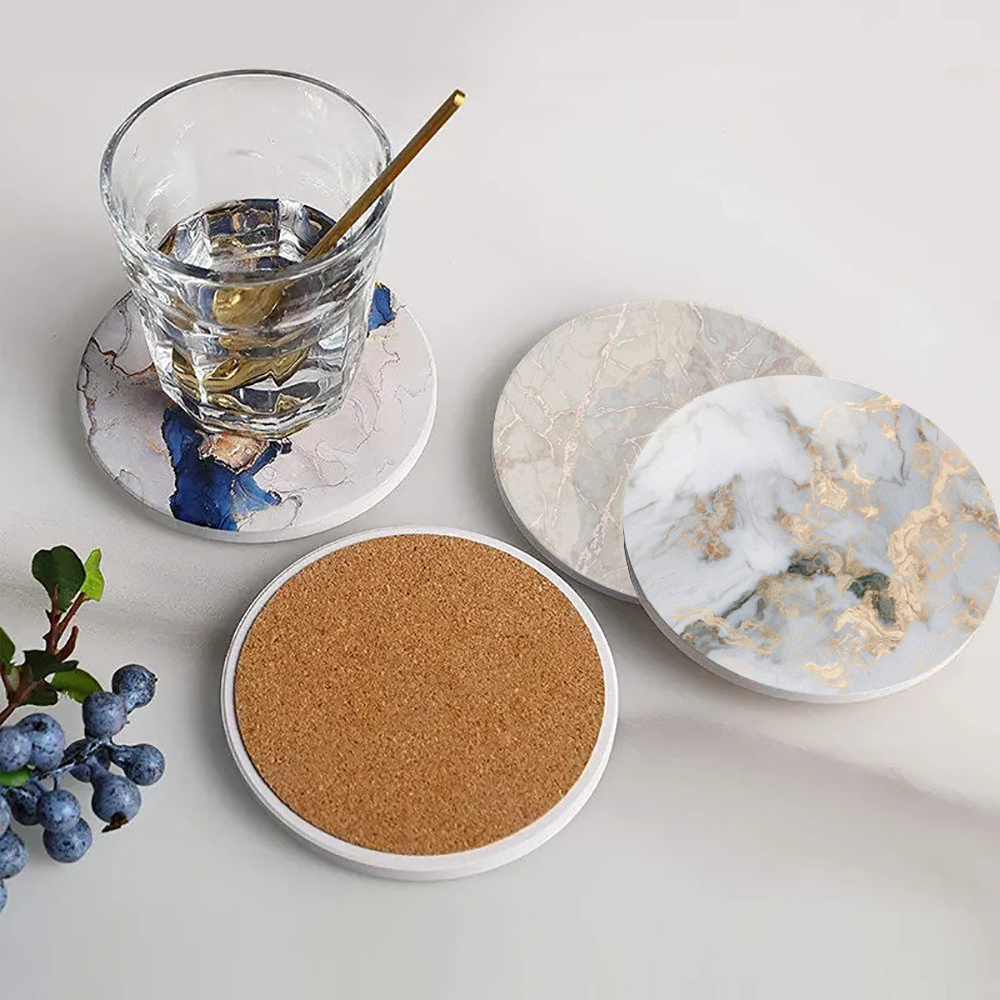 Marble Coaster Set - Podkładka z białego marmuru Chłonne podkładki